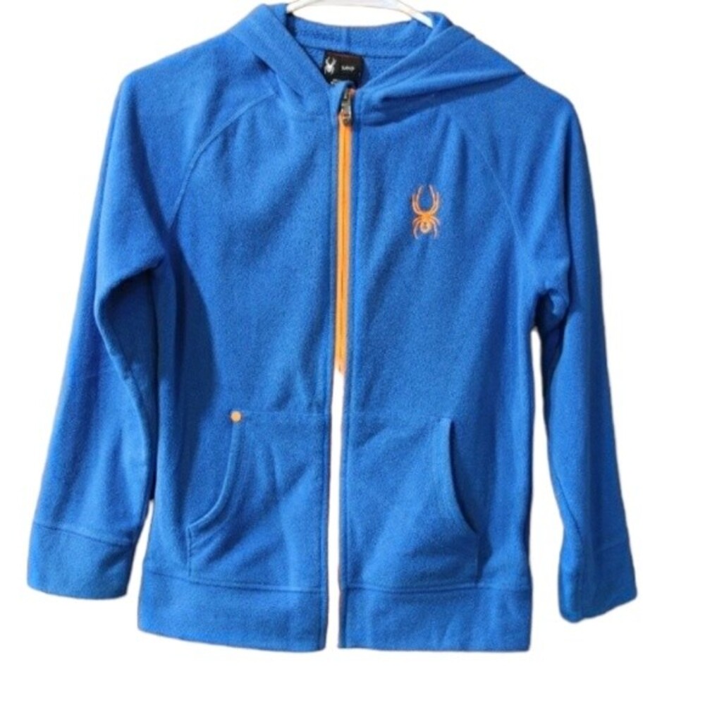 Spyder Blue & Orange Fleece Zip Up Track Athletic Jacket Small